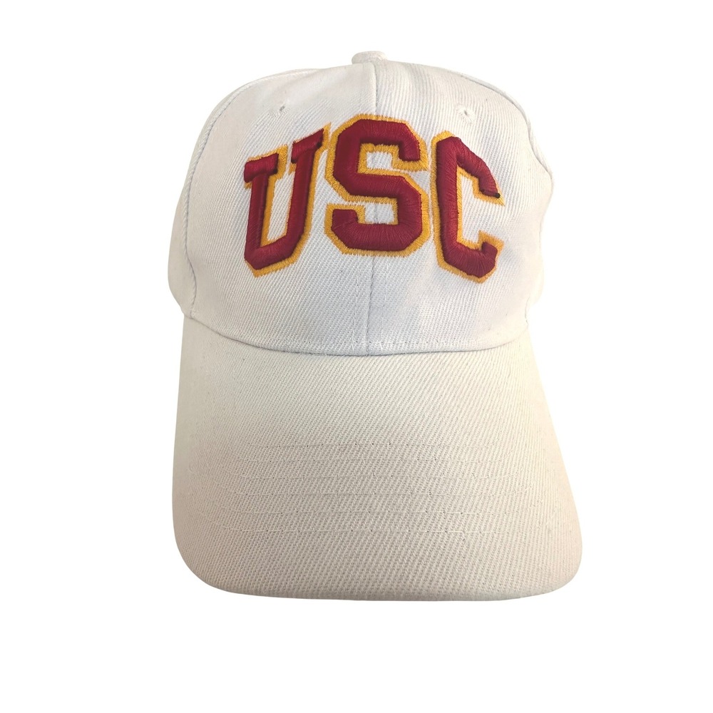 White USC Trojans Embroidered Baseball Cap Hat OSFM